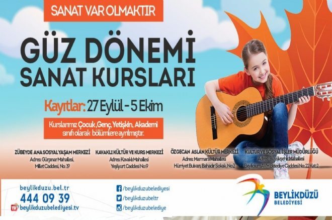 Beylikdüzü`nde  Güz Dönemi Sanat Kursları başlıyor